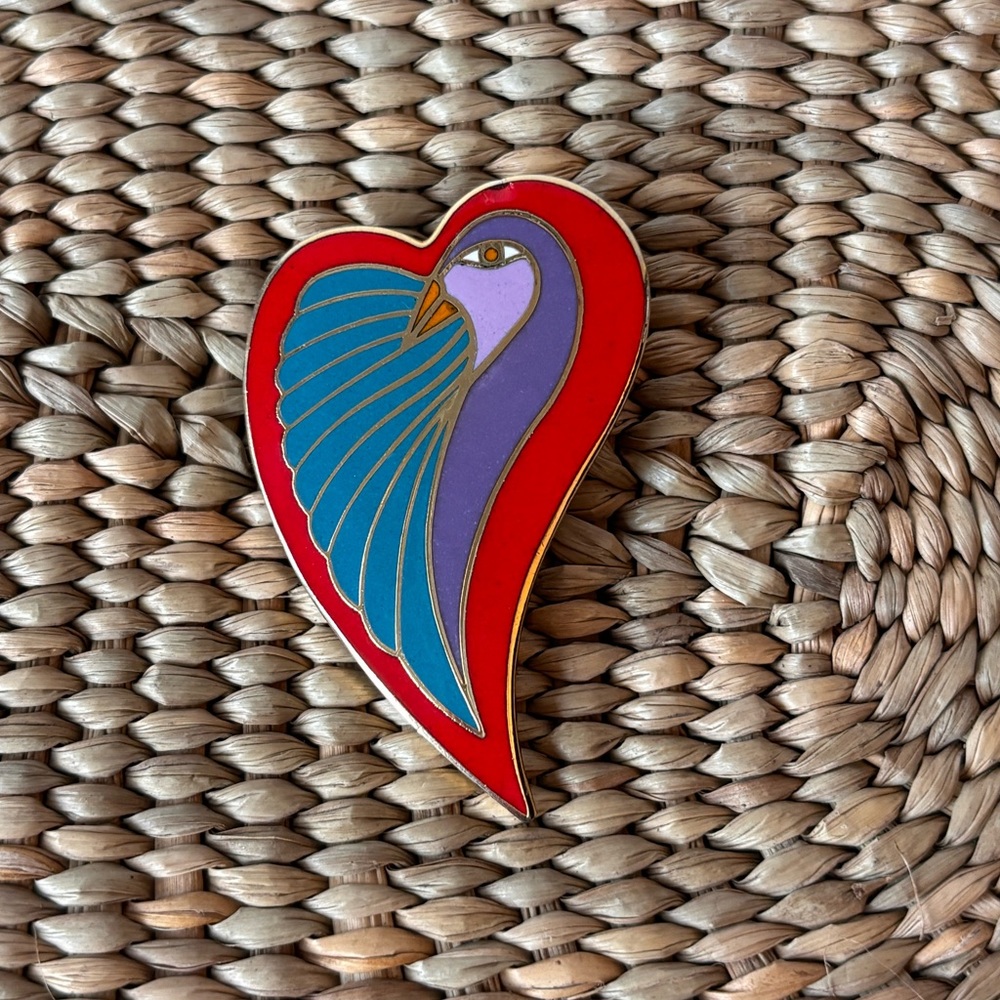 Vintage Laurel Burch Dove Heart Pin